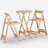 Conjunto de Mesa Redonda e 2 Cadeiras Davos Bistrô Dobrável Eucalipto sem Pintura Marcenaria Real - 1