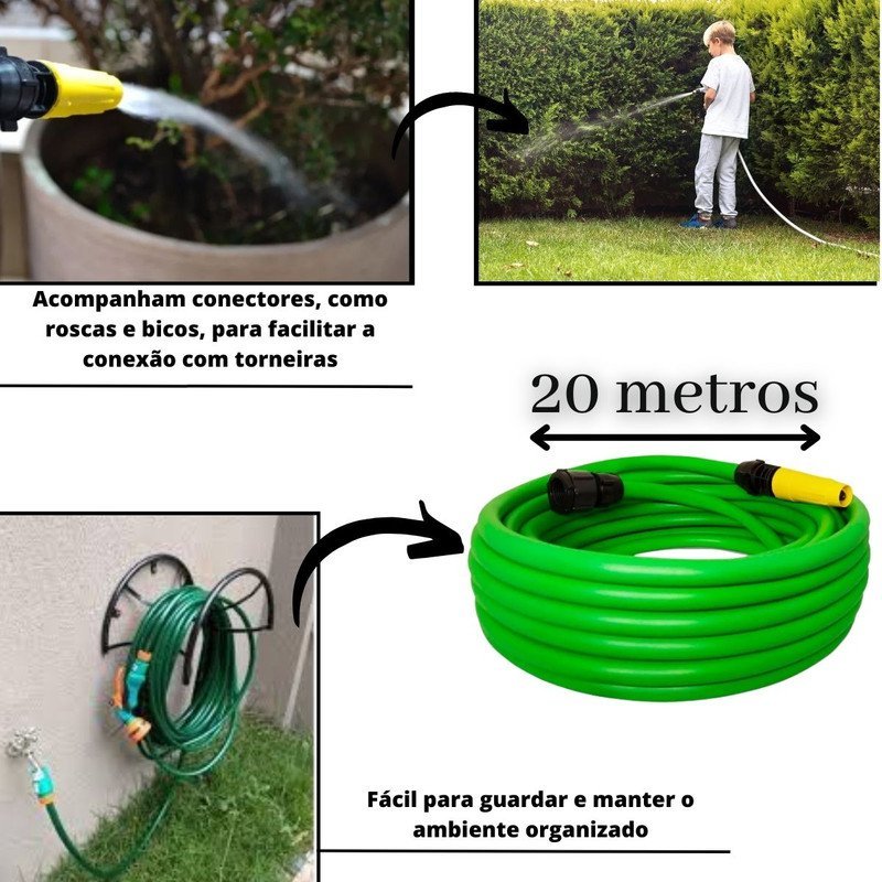 Mangueira Trançada Super Jardim Verde 7/16 20m AJL STORE Magueira 20 Metros - 5