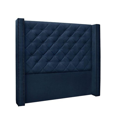 Cabeceira Cama Box Queen 160cm e Recamier Vicenza Suede Azul Marinho S04 - D'Rossi