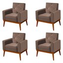 Ver imagem 1 de Kit 4 Poltronas Decorativa Florença Pés em Madeira Maciça Estofado Veludo - Castor