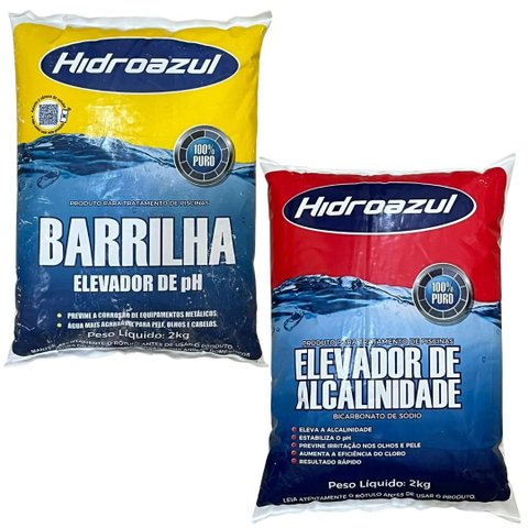 Kit Elevador Alcalinidade + Barrilha Piscina 2kg Hidroazul