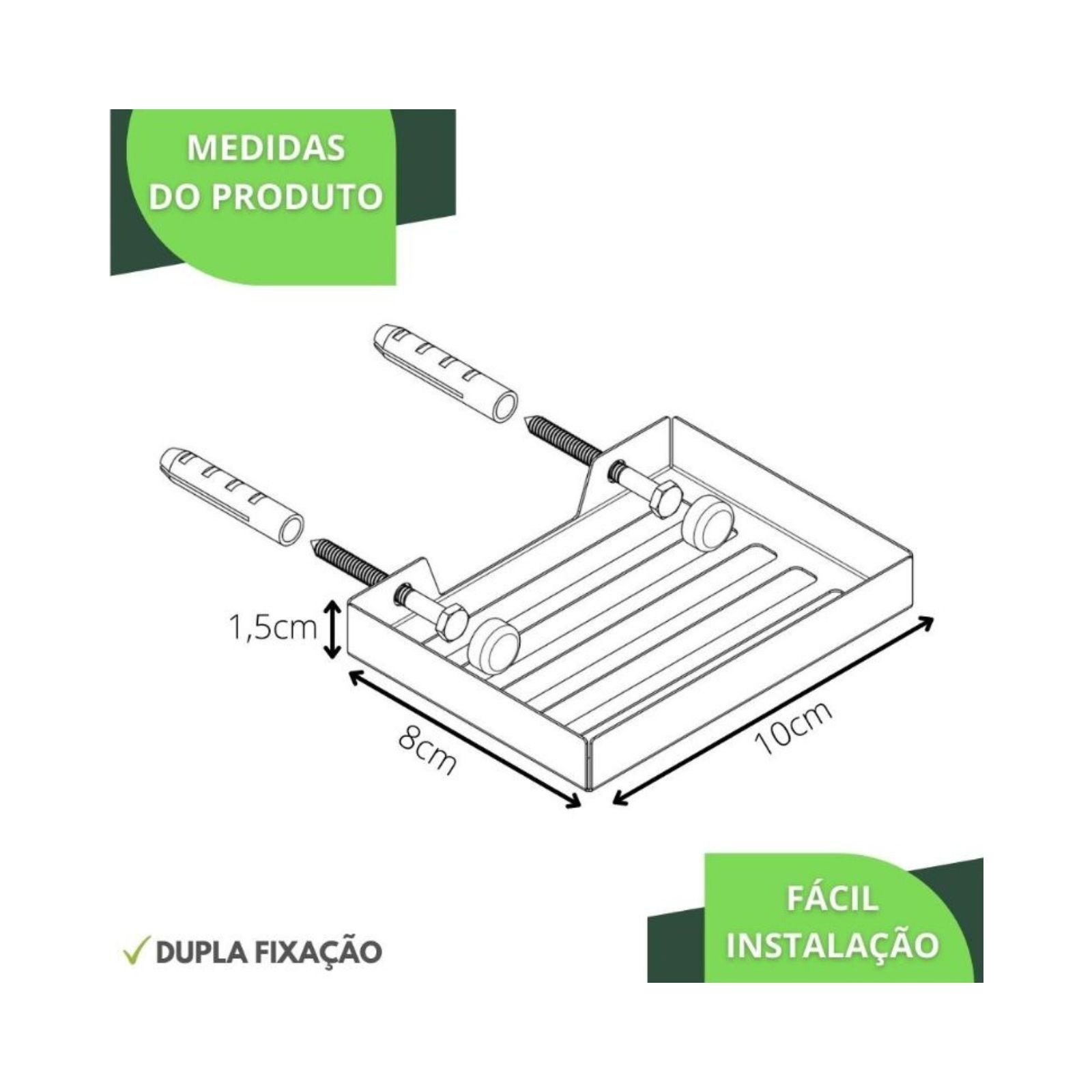 Suporte Porta Sabonete de Banheiro de Parede Cromado F.plus - 7