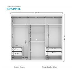 Guarda Roupa Casal 6 Portas 4 Gavetas Imaginare Santos Andirá - 5 Guarda Roupa Casal 6 Portas 4 Gavetas Imaginare Santos Andirá - 5