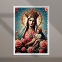 Ver imagem 2 de Quadro Nossa Senhora com Menino Jesus- Flores 24x18cm:moldura Branca