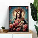 Ver imagem 1 de Quadro Nossa Senhora com Menino Jesus- Flores 24x18cm:moldura Branca