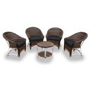 Ver imagem 1 de Conjunto de Poltronas Fibra Sintética Alumínio Berlim - 4 Poltronas + 1 Mesa Centro - Tecido Duna Pr