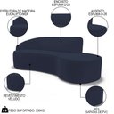 Ver imagem 3 de Sofá Living 3 Lugares 230cm Braço Esquerdo Mozart D06 Veludo Azul - Mpozenato