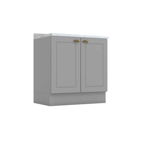 Gabinete de Cozinha Modulado Balcão C/ Tampo Americana C/ 2 Portas 80cm Cinza - Henn