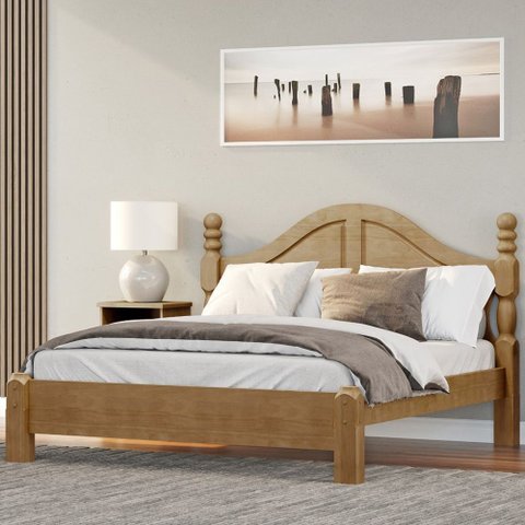 Cama Queen de Madeira Maciça Clássica para Colchão 158x198 Zahav F06 Freijó - Lyam Decor