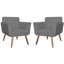 Ver imagem 1 de Kit com 2 Poltronas Cadeiras Isabella Estofadas Suede Cinza - Incasa Decor