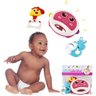 Kit Brinquedo para Bebê Colorido Pandeiro e 2 Mordedores Regiões Emborrachadas Peças Estimulam Senti - 1