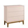 Cômoda Infantil 3 Gavetas Classic Rosa Fosco com Pés Amadeirado - Reller Móveis - 1