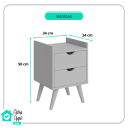Mesa de Cabeceira Juma 2 Gavetas Estilo Retro - Cinza/freijó Ii - 5
