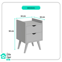 Ver imagem 5 de Mesa de Cabeceira Juma 2 Gavetas Estilo Retro - Cinza/freijó Ii