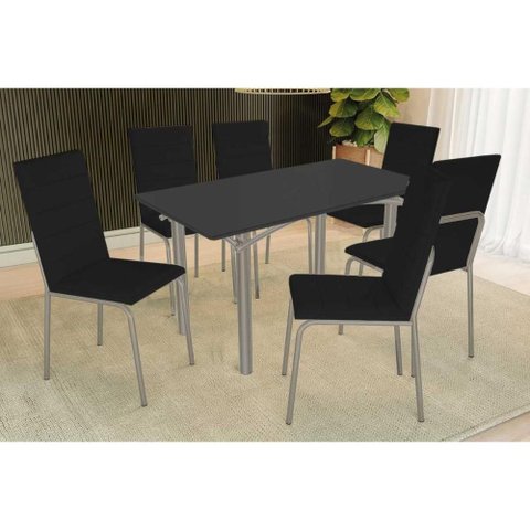 Mesa Sala Elba 160 + 6 Cad Amsterdã Niquel/Pto Kappesberg