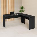 Ver imagem 1 de Mesa Escrivaninha 150cm em L Tampo 30mm Pés Painel F5 Office Cor:Preto