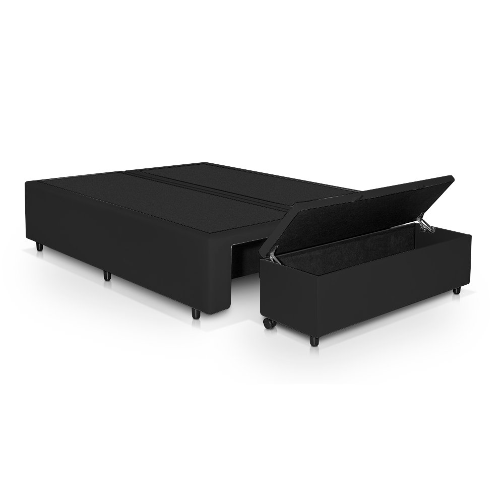 Cama Box Queen com Recamier Flex 1,58x1,98 Bipartido Preto MadeiraMadeira
