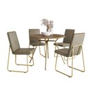 Ver imagem 2 de Conjunto de Sala de Jantar 4 Cadeiras Andorra Carraro Noce Dourado