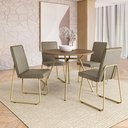 Ver imagem 1 de Conjunto de Sala de Jantar 4 Cadeiras Andorra Carraro Noce Dourado