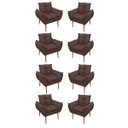 Ver imagem 1 de Kit 08 Poltronas Opala Decorativas Sala de Estar Suede Cor:Marrom