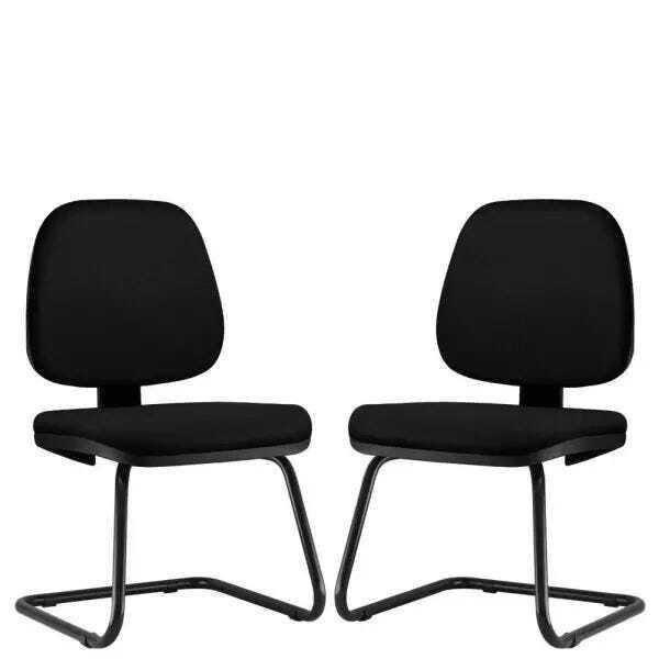 Menor preço em Kit 2 Cadeiras para Escritório Job L02 Fixa Crepe Preto - Lyam Decor