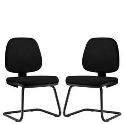 Kit 2 Cadeiras para Escritório Job L02 Fixa Crepe Preto - Lyam Decor - 1