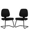 Kit 2 Cadeiras para Escritório Job L02 Fixa Crepe Preto - Lyam Decor - 1