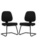 Ver imagem 1 de Kit 2 Cadeiras para Escritório Job L02 Fixa Crepe Preto - Lyam Decor