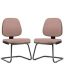 Ver imagem 1 de Kit 2 Cadeiras para Escritório Job Fixa Suede Rosê - Lyam Decor
