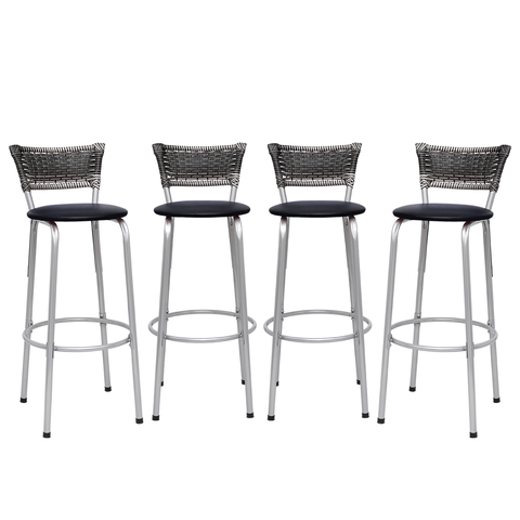 Kit 4 Banquetas Alta Vime Junco Degradê Sacada Àrea Gourmet Balcão Ilha Bancada bar piscina Cozinha