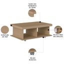 Ver imagem 3 de Mesa de Centro 90cm para Sala Tamburato 50mm Kael Carvalho A09 - Mpozenato