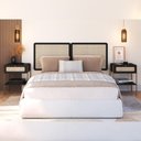Ver imagem 2 de Cabeceira Casal Queen 160cm e 2 Mesas Laterais 1 Gaveta Industrial Indy A03 Nero - Lyam Decor