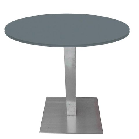Mesa Quadrada Alpha Inox Prata 73,50 Cm (altura) Tampo Mdp Redondo 80 Cm Grafito (larg)