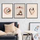 Ver imagem 1 de Kit 3 Quadros Decorativos Yoga Boho 24x18cm:madeira Preta