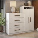 Ver imagem 1 de Cômoda Luna 2 Portas 4 Gavetas MDP Plástico Bronze Branco Demóbile