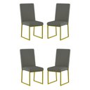 Ver imagem 1 de Kit 4 Cadeiras para Mesa de Jantar Base Industrial Dourado Balaqui Cinza
