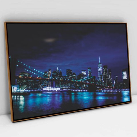 Quadro Decorativo em Canvas Paisagem de Nova York Vista da Ponte Brooklyn TACOLADO PAPEL DE PAREDE M