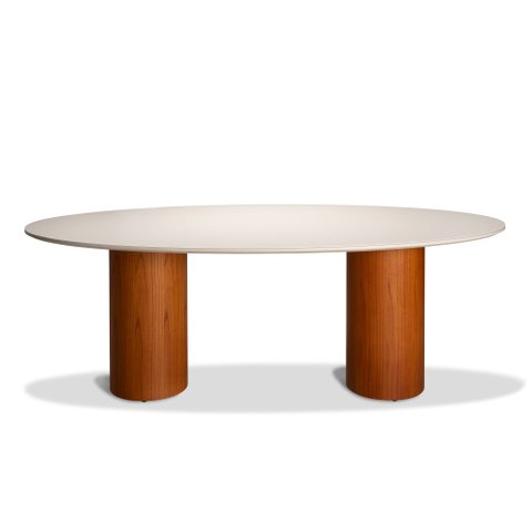 Mesa de Jantar Oval Sevilha 160cm X 90cm 4 Lugares Off White