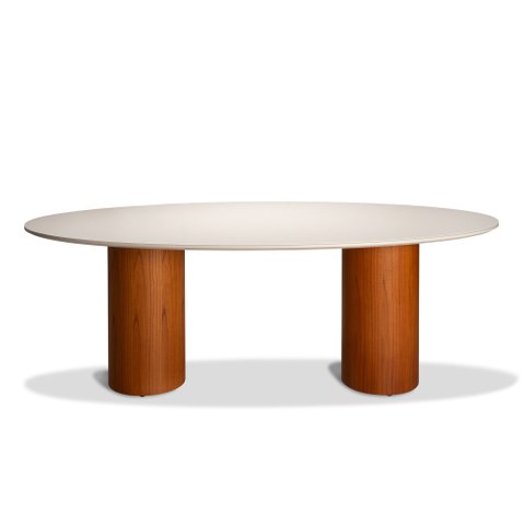Mesa de Jantar Oval Sevilha 160cm x 90cm 4 Lugares Off White