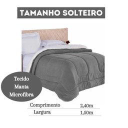 Edredom Solteiro Cobredon Com Sherpa Cobertor Fofinho Cinza - 2
