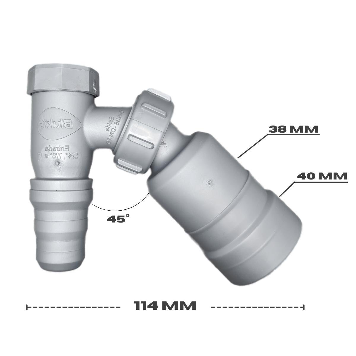 Adaptador Máquina Lavar Roupa 45º com Retenção 38mm e 40mm - 2