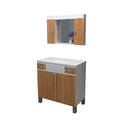 Ver imagem 1 de Kit Gabinete Ferrara Espelheira+balcao C/ Pe+bancada Branco C/ Carvalho - Gabinetto