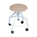 Ver imagem 1 de Mocho Banco Giratório Regulável Esmaltado com Rodízios sem Encosto Bege