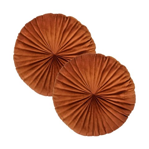 2 Almofadas Redondas Rendy em Veludo 40 Cm Cor:terracota