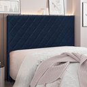 Ver imagem 2 de Cabeceira Casal 1,40m Córdoba Suede Azul Marinho - Pallazio