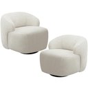 Ver imagem 1 de Kit 02 Poltronas Decorativa Orgânica Giratória para Sala Living Barolo L06 Bouclê Off White -