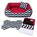Ver imagem 1 de Enxoval Cama de Cachorro Dupla Face Lola - M - Chevron Vermelho