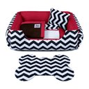 Ver imagem 2 de Enxoval Cama de Cachorro Dupla Face Lola - M - Chevron Vermelho