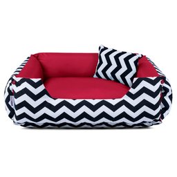 Enxoval Cama de Cachorro Dupla Face Lola - M - Chevron Vermelho - 3