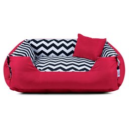 Enxoval Cama de Cachorro Dupla Face Lola - M - Chevron Vermelho - 4
